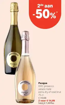 Spar Pasqua DOC prosecco veneto Italië extra dry of rosé brut 75 cl aanbieding