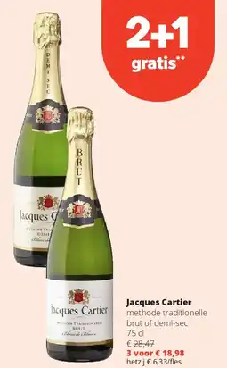 Spar Jacques Cartier methode traditionelle brut of demi-sec 75 cl aanbieding