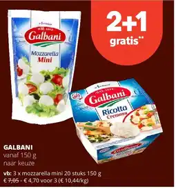 Spar GALBANI mozzarella mini 20 stuks 150 g aanbieding