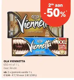 Spar OLA VIENNETTA ijsstronk vanille 1 L aanbieding