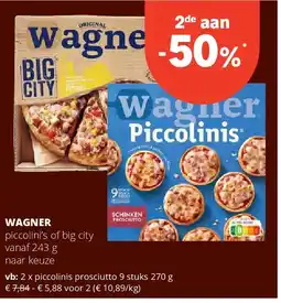 Spar WAGNER piccolinis prosciutto 9 stuks 270 g aanbieding