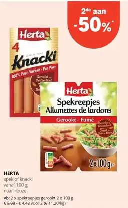 Spar HERTA spekreepjes gerookt 2 x 100 g aanbieding