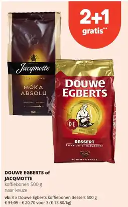 Spar Douwe Egberts koffiebonen dessert 500 g aanbieding