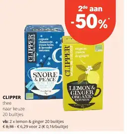 Spar CLIPPER lemon & ginger 20 builtjes aanbieding