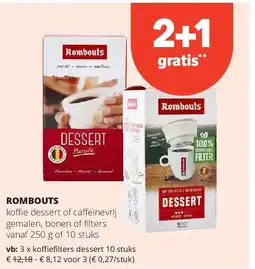 Spar ROMBOUTS koffiefilters dessert 10 stuks aanbieding