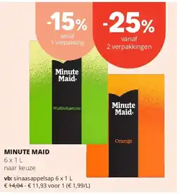 Spar MINUTE MAID sinaasappelsap 6 x 1 L aanbieding