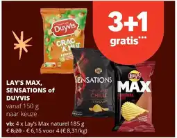 Spar Lay’s Max naturel 185 g aanbieding