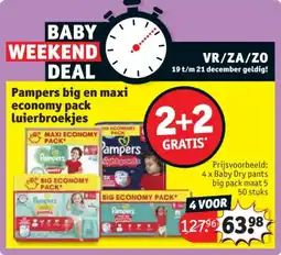 Kruidvat Pampers Big en Maxi Economy Pack Luierbroekjes aanbieding