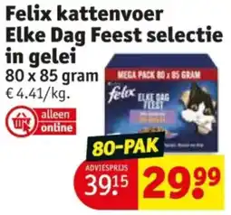 Kruidvat Felix kattenvoer Elke Dag Feest selectie in gelei aanbieding