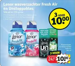 Kruidvat Lenor wasverzachter Fresh Air en Unstoppables aanbieding