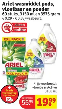 Kruidvat Ariel Wasmiddel Pods, Vloeibaar en Poeder aanbieding