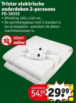 Kruidvat Tristar elektrische onderdeken 2-persoons PD-3855E aanbieding