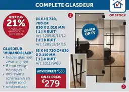 Zelfbouwmarkt Glasdeur "murano black" aanbieding