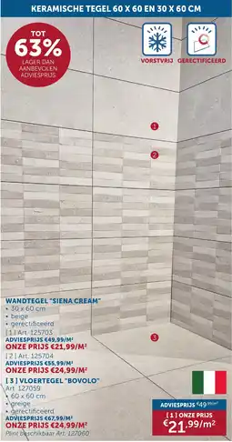 Zelfbouwmarkt Wandtegel "siena cream" aanbieding