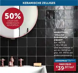 Zelfbouwmarkt Wandtegel "zellige keramisch zwart" aanbieding