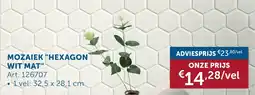Zelfbouwmarkt Mozaiek "hexagon wit mat" aanbieding