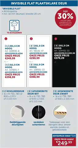 Zelfbouwmarkt Invisible flat plaatsklare deur aanbieding