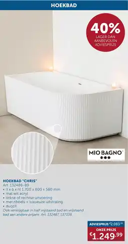 Zelfbouwmarkt Hoekbad "chris" aanbieding