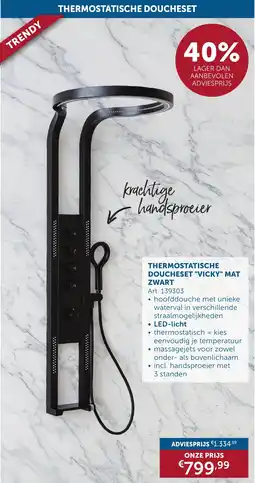Zelfbouwmarkt Thermostatische doucheset "vicky" mat zwart aanbieding