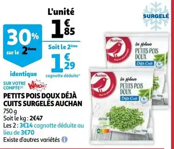 Auchan Petits pois doux deja cuits surgeles auchan 750g aanbieding