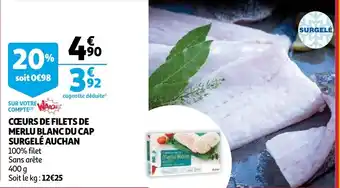 Auchan Coeurs de filets de merlu blanc du cap surgele auchan 400g aanbieding