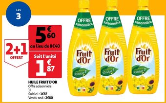 Auchan Huile fruit d'or 1L aanbieding