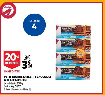 Auchan Petit beurre tablette chocolat au lait auchan aanbieding