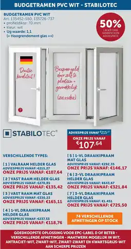 Zelfbouwmarkt Budgetramen pvc wit aanbieding