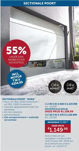 Zelfbouwmarkt Sectionale poort "dora" aanbieding