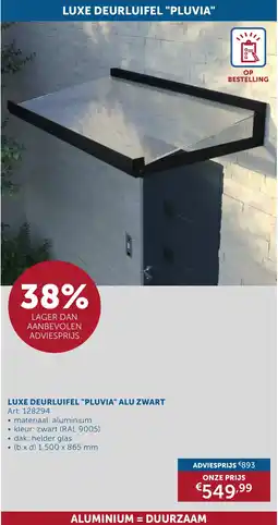 Zelfbouwmarkt Luxe deurluifel "pluvia" alu zwart aanbieding