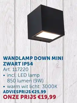 Zelfbouwmarkt Wandlamp down mini zwart IP54 aanbieding