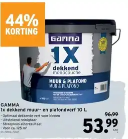 GAMMA GAMMA 1x dekkend muur- en plafondverf 10 L aanbieding