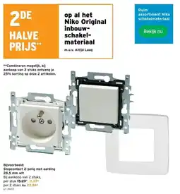 GAMMA Stopcontact 2-polig met aarding 28,5 mm wit aanbieding