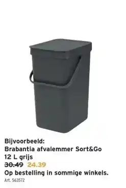 GAMMA Brabantia afvalemmer Sort&Go 12 L grijs aanbieding