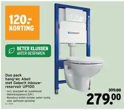 GAMMA Duo pack hang-wc Abell met Geberit inbouwreservoir UP100 aanbieding