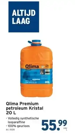 GAMMA Qlima Premium petroleum Kristal 20 L aanbieding