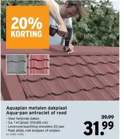GAMMA Aquaplan metalen dakplaat Aqua-pan antraciet of rood aanbieding