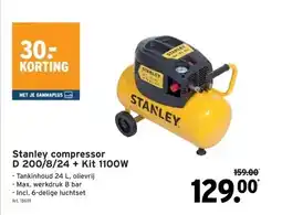 GAMMA Stanley compressor D 200/8/24 + Kit 1100W aanbieding