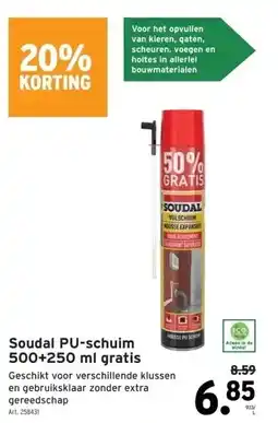 GAMMA Soudal PU-schuim 500+250 ml gratis aanbieding