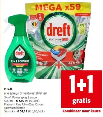 Dreft Platinum Plus All-in-One Citroen vaatwastabletten 59 stuks