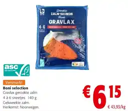Colruyt Boni selection Gravlax gerookte zalm 4 à 6 sneetjes 140 g aanbieding