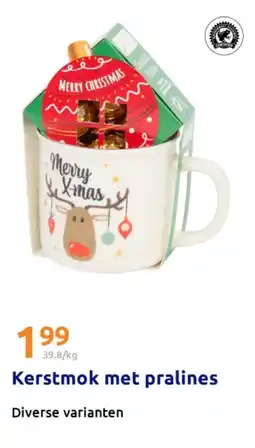 Action Kerstmok met pralines aanbieding