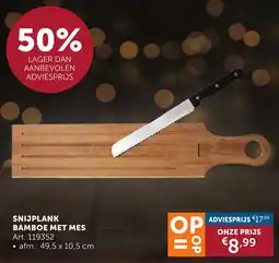 Zelfbouwmarkt Snijplank bamboe met mes aanbieding