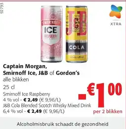 Colruyt Smirnoff Ice Raspberry 4 % vol aanbieding