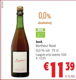 Colruyt Just. Bonheur Rosé 0,0 % vol 75 cl aanbieding