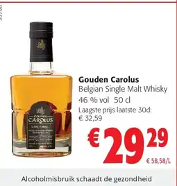Colruyt Gouden Carolus Belgian Single Malt Whisky 46 % vol 50 cl aanbieding