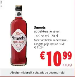 Colruyt meets appel-kers jenever 14,9 % vol 70 cl aanbieding