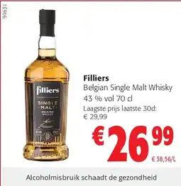 Colruyt Filliers Belgian Single Malt Whisky aanbieding