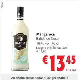 Colruyt Mangaroca Batida de Coco 16 % vol 70 cl aanbieding