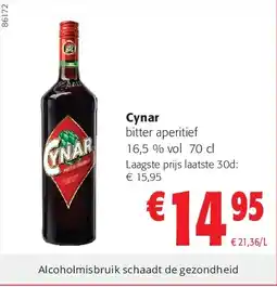 Colruyt Cynar bitter aperitief 16,5 % vol 70 cl aanbieding